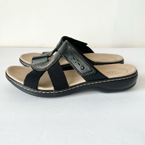 NEW Clarks Leisa Emily leather slip on sandals black 9 - Picture 2 of 12